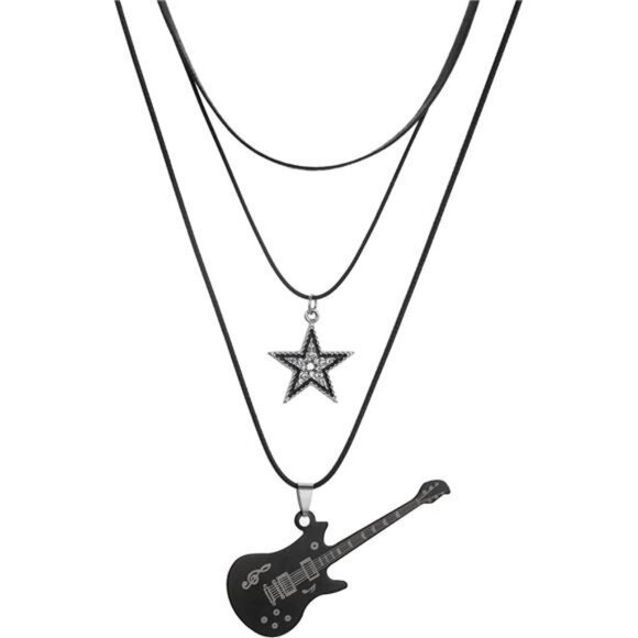 Layered star necklace choker vintage punk rock chain jewelry for women and men - Picture 1 of 4